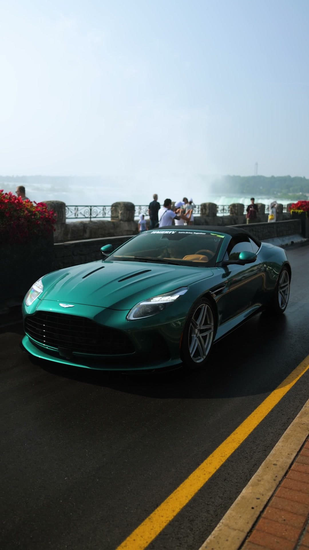 Aston Martin on the Niagara Parkway, Horseshoe Falls behind