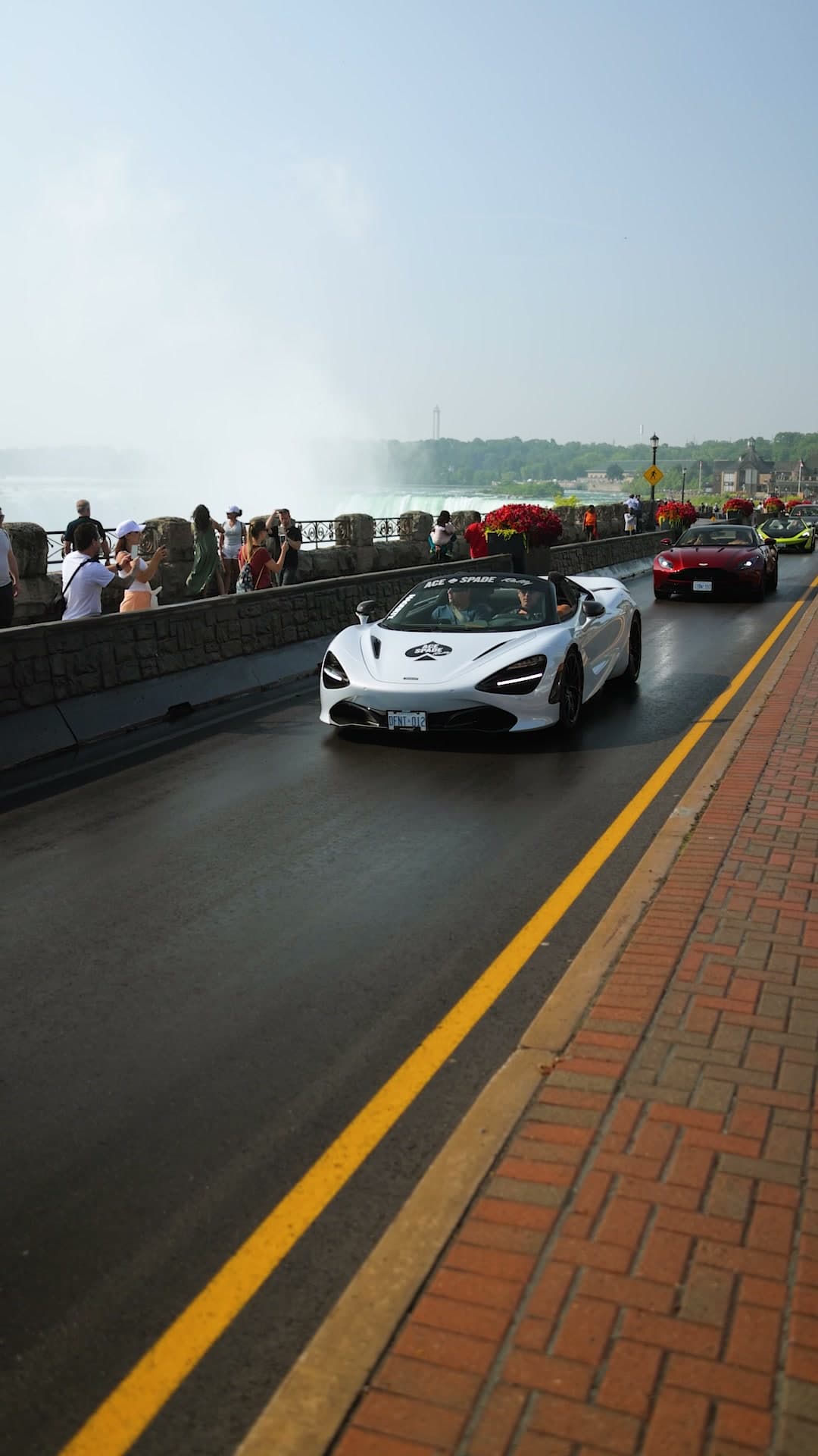 Supercar passing the falls viewing rail